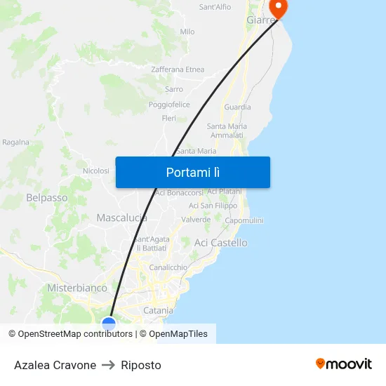 Azalea Cravone to Riposto map
