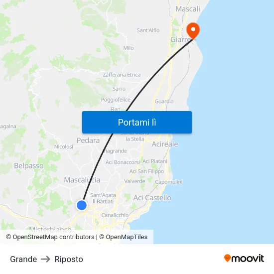 Grande to Riposto map