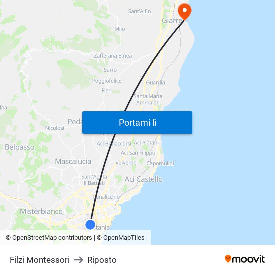 Filzi Montessori to Riposto map