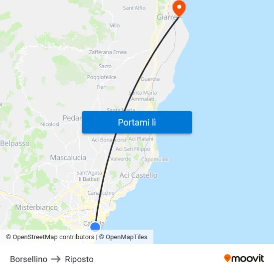 Borsellino to Riposto map