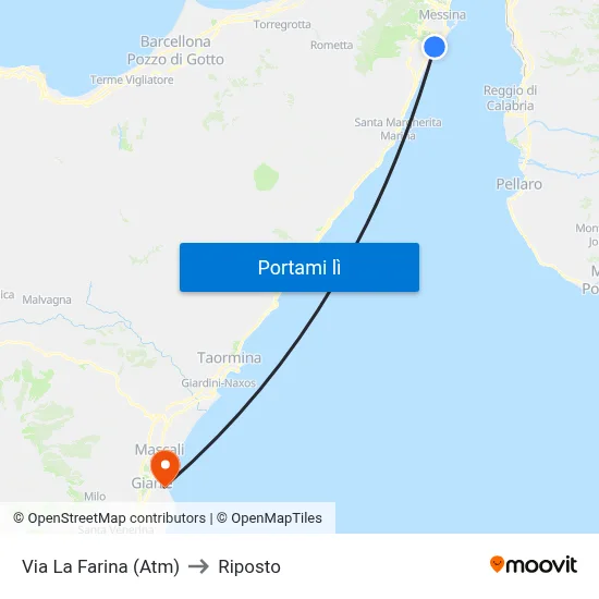 Via La Farina (Atm) to Riposto map
