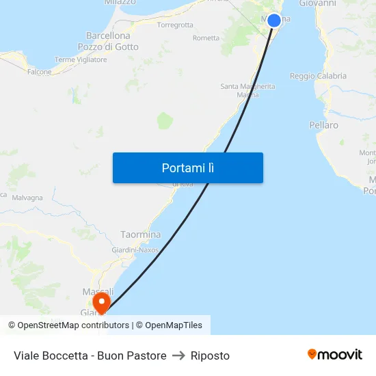 Viale Boccetta - Buon Pastore to Riposto map