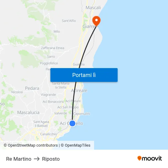 Re Martino to Riposto map