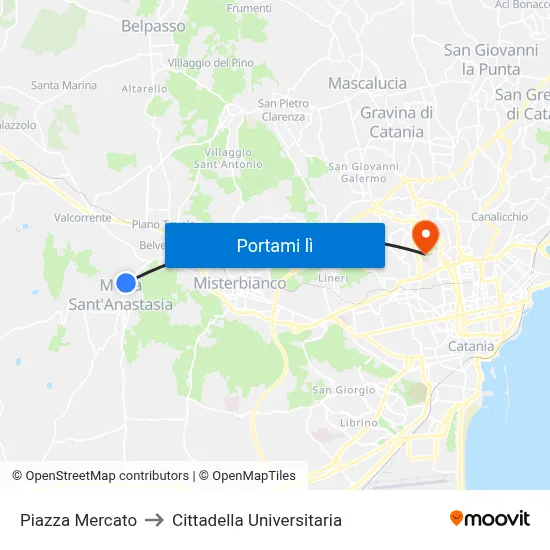 Piazza Mercato to Cittadella Universitaria map