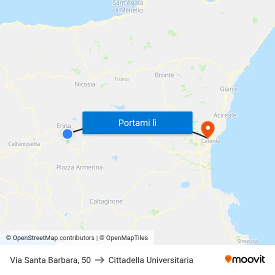 Via Santa Barbara, 50 to Cittadella Universitaria map