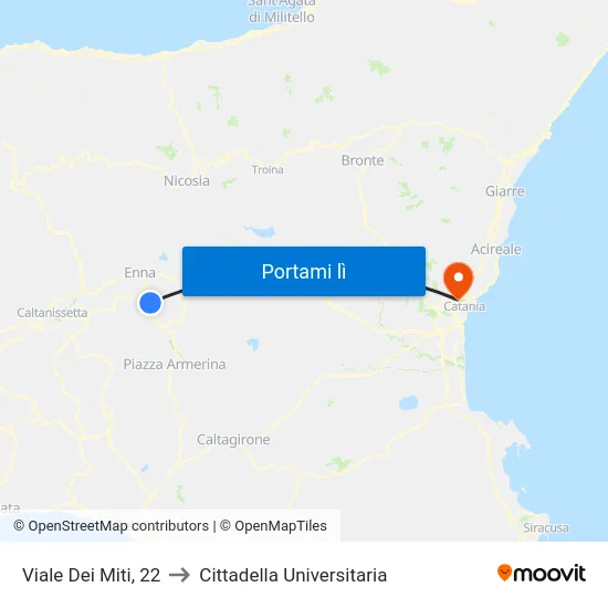 Viale Dei Miti, 22 to Cittadella Universitaria map