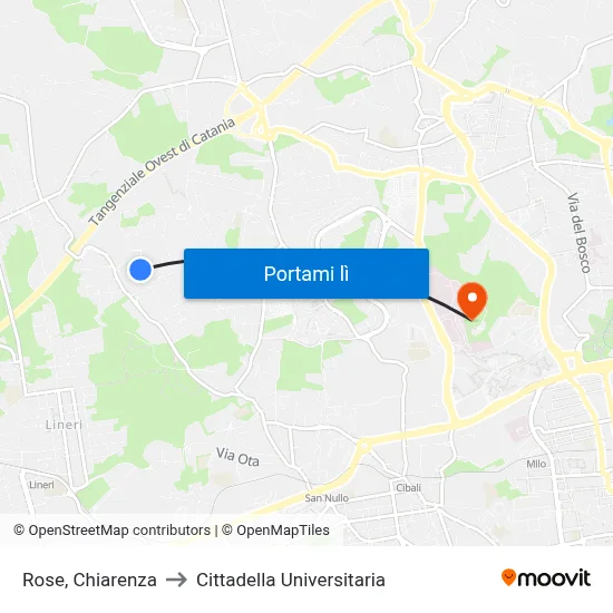 Rose, Chiarenza to Cittadella Universitaria map