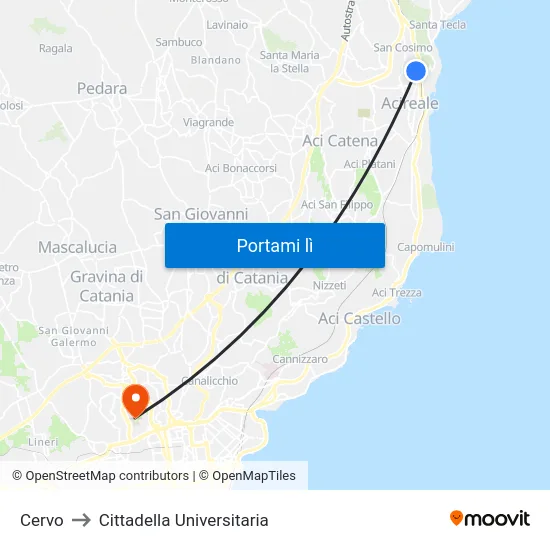 Cervo to Cittadella Universitaria map