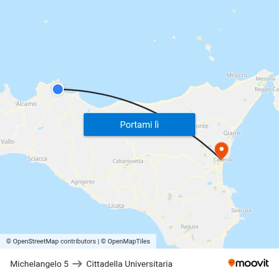 Michelangelo 5 to Cittadella Universitaria map