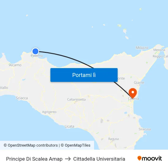 Principe Di Scalea Amap to Cittadella Universitaria map