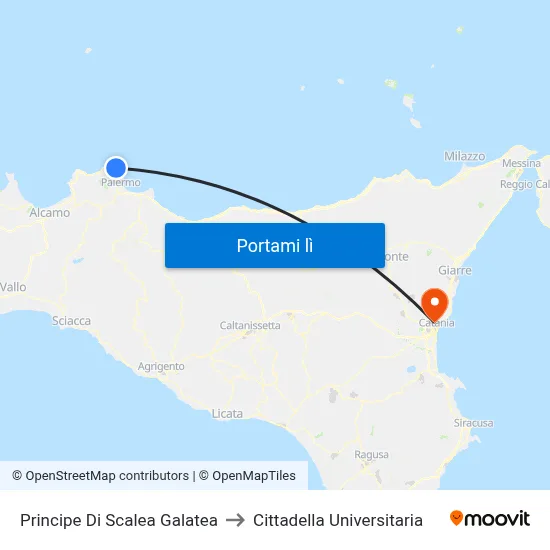 Principe Di Scalea Galatea to Cittadella Universitaria map