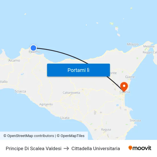Principe Di Scalea Valdesi to Cittadella Universitaria map