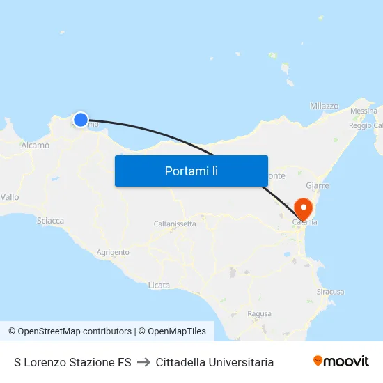 S Lorenzo Stazione FS to Cittadella Universitaria map