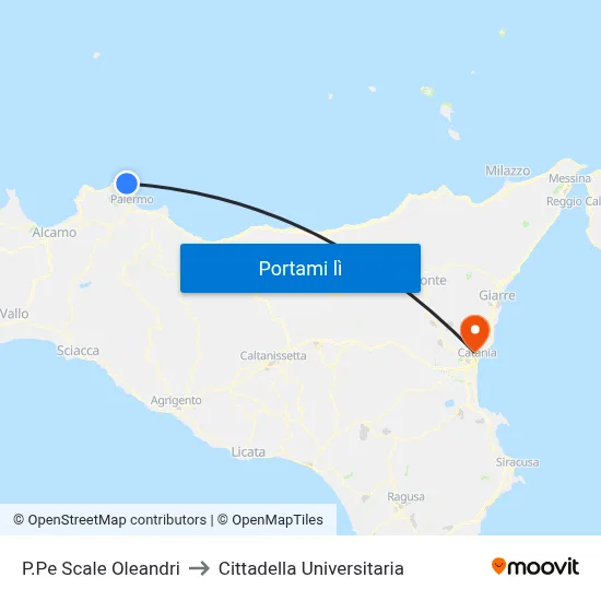 P.Pe Scale Oleandri to Cittadella Universitaria map
