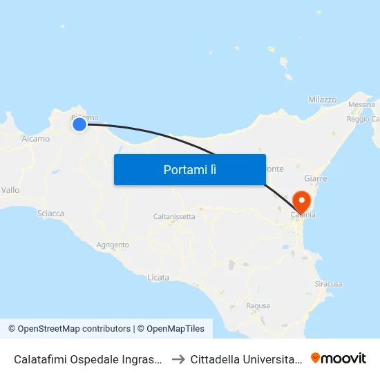 Calatafimi Ospedale Ingrassia to Cittadella Universitaria map