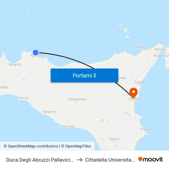 Duca Degli Abruzzi Pallavicino to Cittadella Universitaria map
