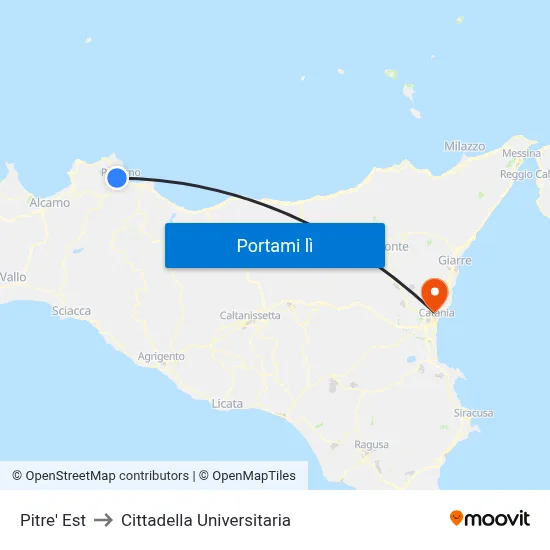 Pitre' Est to Cittadella Universitaria map