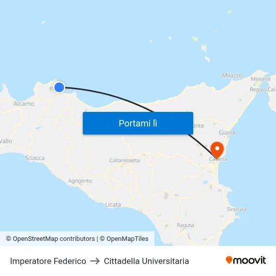 Imperatore Federico to Cittadella Universitaria map