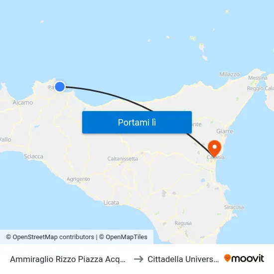 Ammiraglio Rizzo Piazza Acquasanta to Cittadella Universitaria map