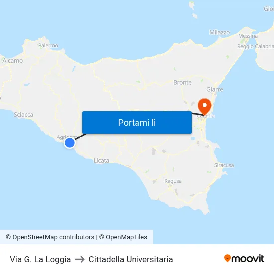 Via G. La Loggia to Cittadella Universitaria map