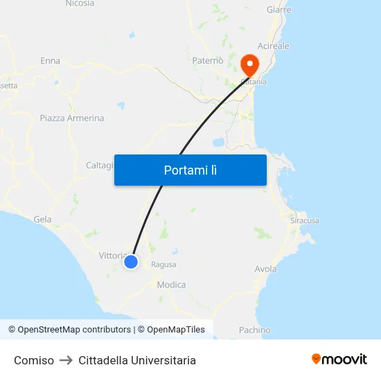 Comiso to Cittadella Universitaria map