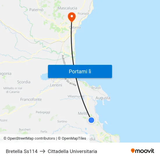 Bretella Ss114 to Cittadella Universitaria map