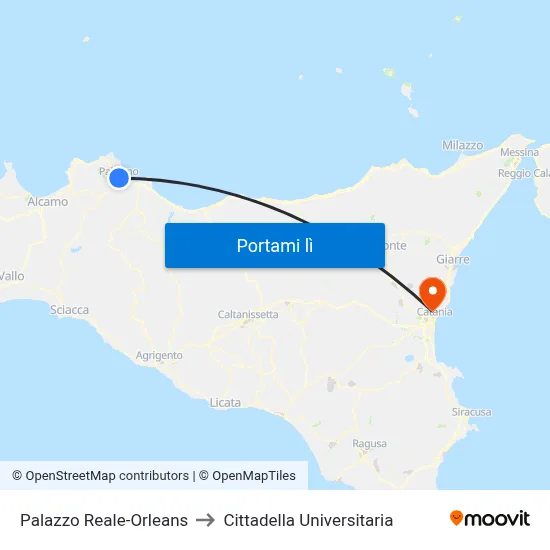 Palazzo Reale-Orleans to Cittadella Universitaria map