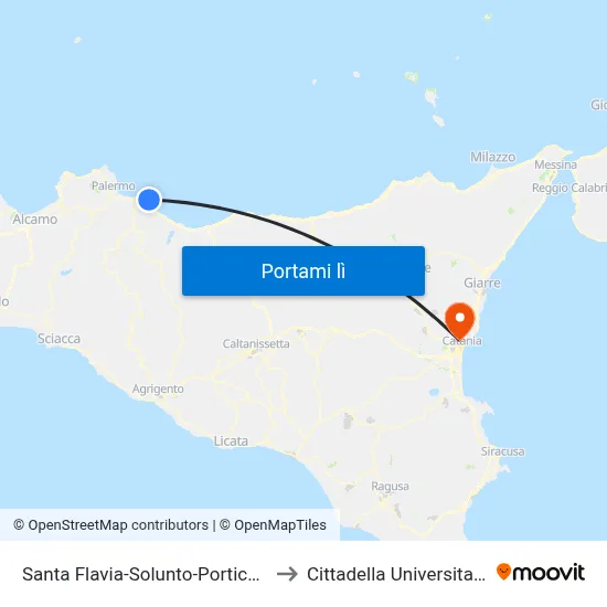 Santa Flavia-Solunto-Porticello to Cittadella Universitaria map