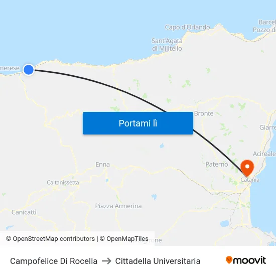 Campofelice Di Rocella to Cittadella Universitaria map