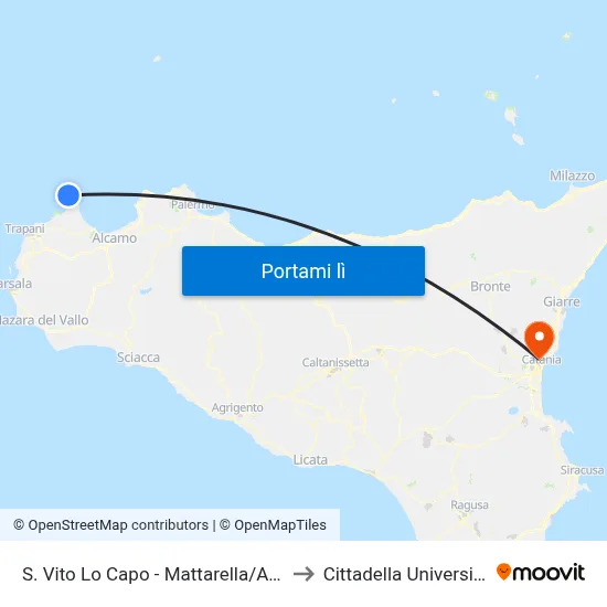 S. Vito Lo Capo - Mattarella/Amodei to Cittadella Universitaria map
