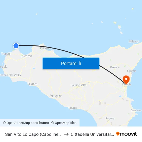 San Vito Lo Capo (Capolinea) to Cittadella Universitaria map