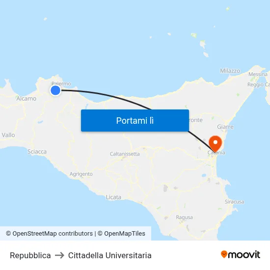 Repubblica to Cittadella Universitaria map