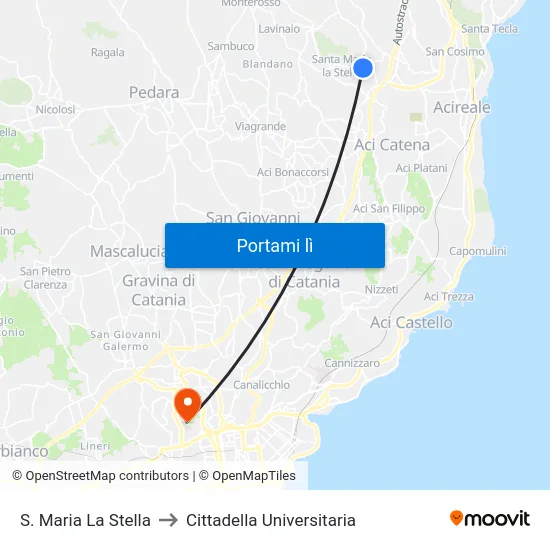 S. Maria La Stella to Cittadella Universitaria map