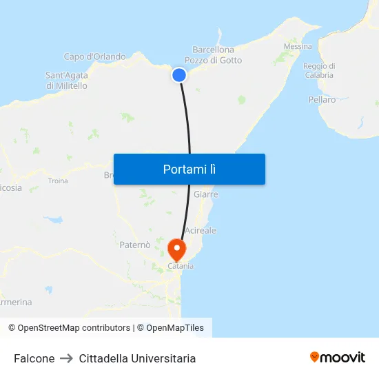 Falcone to Cittadella Universitaria map