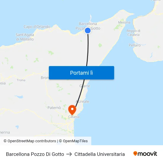 Barcellona Pozzo Di Gotto to Cittadella Universitaria map