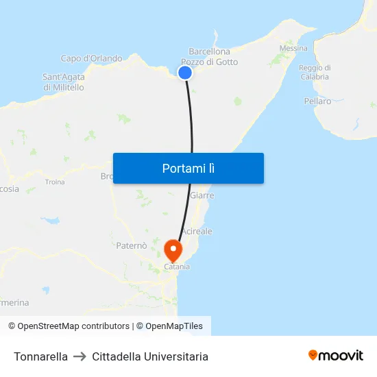 Tonnarella to Cittadella Universitaria map