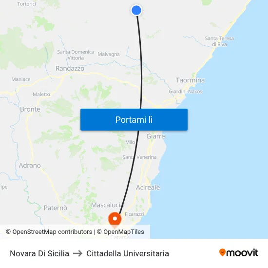 Novara Di Sicilia to Cittadella Universitaria map