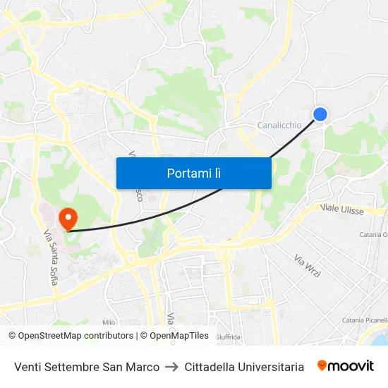 Venti Settembre San Marco to Cittadella Universitaria map