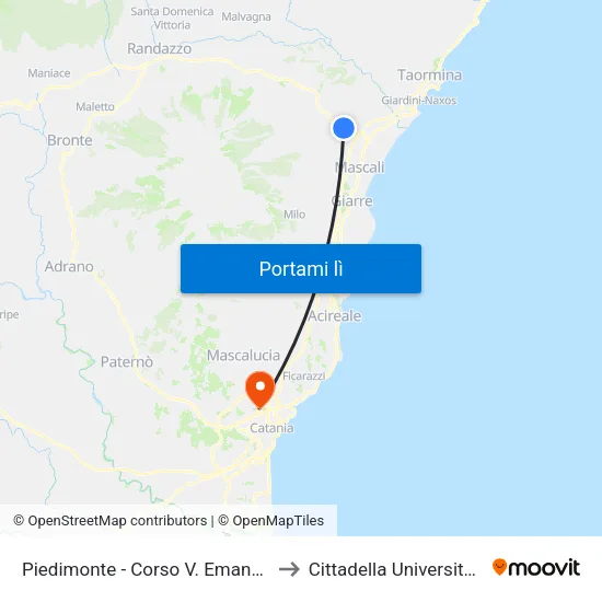 Piedimonte - Corso V. Emanuele to Cittadella Universitaria map