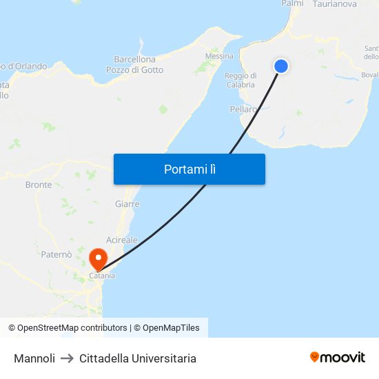 Mannoli to Cittadella Universitaria map