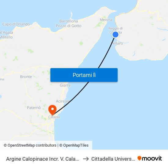 Argine Calopinace Incr. V. Calabria S/N to Cittadella Universitaria map