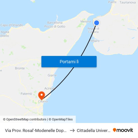 Via Prov. Rosal'-Modenelle Dopo Inc. Mod to Cittadella Universitaria map