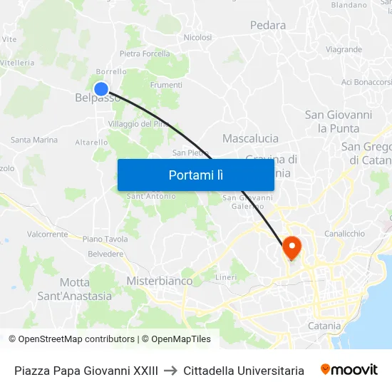 Piazza Papa Giovanni XXIII to Cittadella Universitaria map