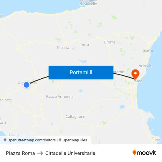 Piazza Roma to Cittadella Universitaria map