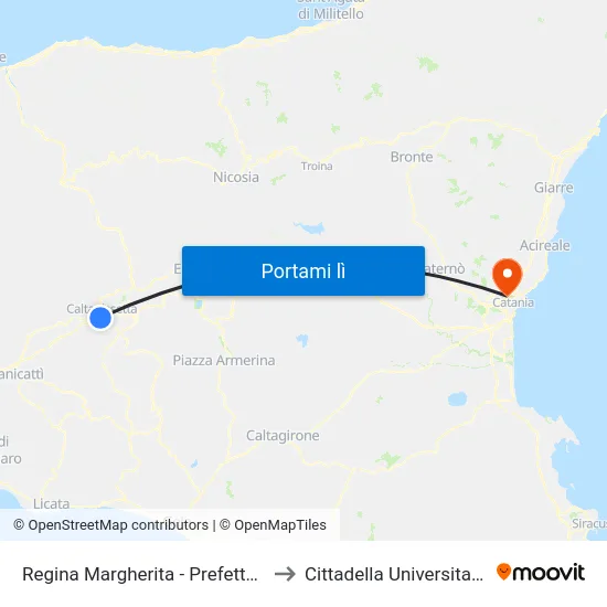 Regina Margherita - Prefettura to Cittadella Universitaria map