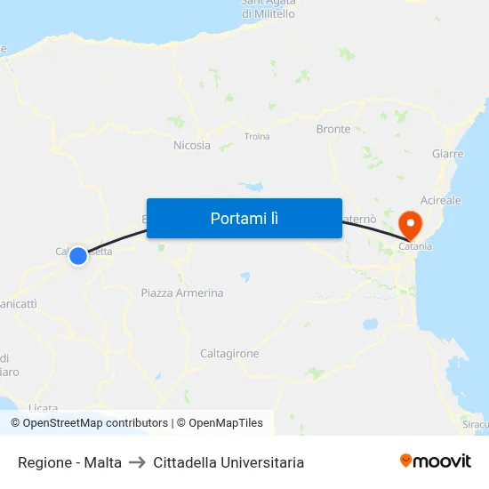 Regione - Malta to Cittadella Universitaria map