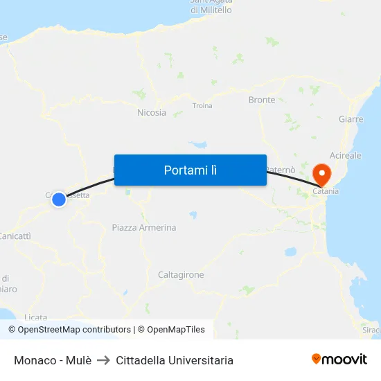 Monaco - Mulè to Cittadella Universitaria map