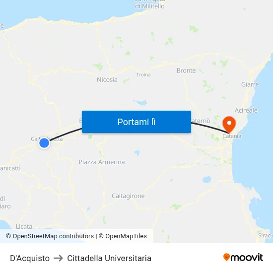 D'Acquisto to Cittadella Universitaria map