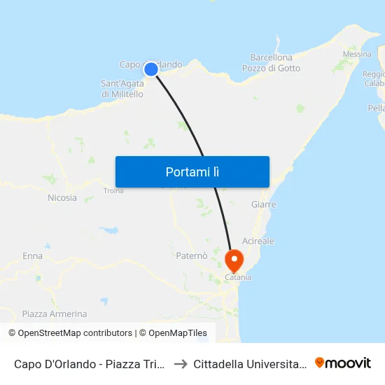 Capo D'Orlando - Piazza Trifilo to Cittadella Universitaria map