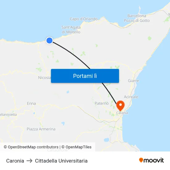 Caronia to Cittadella Universitaria map